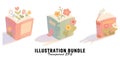 Vector art of illustration bundle of books with flowers Royalty Free Stock Photo