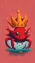 Vector art illustration of crowned king crab doodle