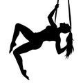 Aerial Acrobat Silhouette Female Performer on Trapeze for Fitness and Yoga Vector Art Royalty Free Stock Photo