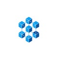 Vector art of interconnected blue cubes forming a network, symbolizing connectivity, data, and modern technology in a geometric Royalty Free Stock Photo