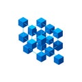 Vector art of isometric cube network, showcasing a connected structure with vibrant blue hues and a modern, technological Royalty Free Stock Photo