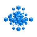 Vector art of isometric cube network, symbolizing interconnectedness, data structure, and the complex relationships in modern Royalty Free Stock Photo