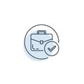 Vector art of line art illustration of a briefcase with a checkmark, , representing job completion and professional success Royalty Free Stock Photo