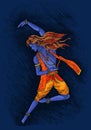 Vector art of lord krishna enjoy dancing Royalty Free Stock Photo