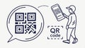 Person scanning QR code with phone, mobile payment and digital access vector design Generative AI