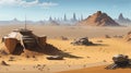 vector art of planet like a desert with zero population