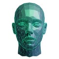 Vector art of polygonal human head representing artificial intelligence, virtual reality, digital identity, and advanced Royalty Free Stock Photo