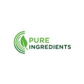 Vector art of pure ingredients logo, featuring a green leaf and concentric circles, symbolizing natural and organic components Royalty Free Stock Photo