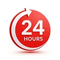 Vector art of red 24 hours service icon, symbolizing constant availability and support for customer needs and satisfaction Royalty Free Stock Photo