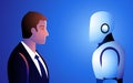 Vector Art Robot AI Businessman Thinking Process Royalty Free Stock Photo
