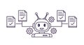 Vector art of robot automating document processing, streamlining workflow, and ensuring accuracy with advanced automation system Royalty Free Stock Photo