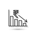 Vector art of rupee devaluation chart, illustrating the decline in value of the indian currency and its economic implications Royalty Free Stock Photo
