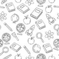 Vector art of seamless pattern of education and science elements, perfect for school projects, learning materials, and creative Royalty Free Stock Photo