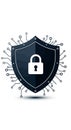 Vector art of security shield with padlock, representing data protection, cybersecurity, and online safety for personal and Royalty Free Stock Photo