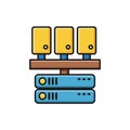 Vector art of server rack, representing data storage, network infrastructure, and information technology solutions for businesses Royalty Free Stock Photo