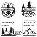 Vector art of set of adventure and mountain expedition logos with various designs Royalty Free Stock Photo