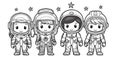 Vector Art, Set of Astronaut Kids Character