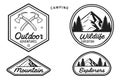 Vector art of set of camping and outdoor adventure logos with various designs Royalty Free Stock Photo