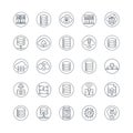 Vector art of set of data and server icons, representing database management, cloud computing, and network infrastructure in a Royalty Free Stock Photo