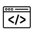 Vector art of simple code icon, representing programming, web development, and software engineering with a clean design Royalty Free Stock Photo