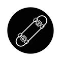 Vector art of simple skateboard illustration with a white outline on a Royalty Free Stock Photo
