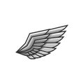 Vector art of a stylized wing with gray feathers and black outlines, suggesting flight, freedom, and a touch of elegance Royalty Free Stock Photo