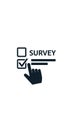 Vector art of survey icon showing a hand clicking a box with a checkmark, representing customer feedback and data collection Royalty Free Stock Photo