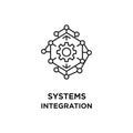 Vector art of systems integration icon representing the connection of different systems, software, and technologies for seamless Royalty Free Stock Photo