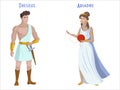 Vector art Theseus and Ariadne with a thread