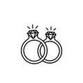Vector art of two diamond rings are intertwined, symbolizing love and commitment, representing a bond that lasts forever and ever Royalty Free Stock Photo