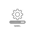 Vector art of update icon with gear and loading bar, symbolizing software upgrade and system maintenance process Royalty Free Stock Photo
