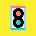Vector art of a vibrant and abstract illustration of the number eight on a yellow background Royalty Free Stock Photo