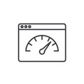 Vector art of website speed test a speedometer inside a browser window indicates internet performance and optimization for web Royalty Free Stock Photo