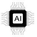vector artificial intelligence processor circuit. ai processor chip icon