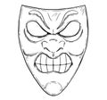 Vector Artistic Drawing Illustration of Angry Aggressive Comedy Mask