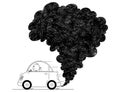 Vector Artistic Drawing Illustration of Car Air Pollution