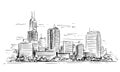 Vector Artistic Drawing Illustration of Generic City High Rise Cityscape Landscape with Skyscraper Buildings