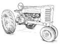 Vector Artistic Drawing Illustration of Old Tractor