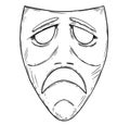 Vector Artistic Drawing Illustration of Sad Comedy Mask