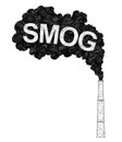 Vector Artistic Drawing Illustration of Smokestack, Industry or Factory Air Smog Pollution