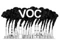 Vector Artistic Drawing Illustration of Smoking Smokestacks, Concept of Volatile Organic Compounds Produced by Industry