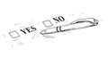 Vector Artistic Drawing Illustration of Yes and No Questionnaire Form and Ballpoint Pen Royalty Free Stock Photo