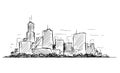 Vector Artistic Drawing Sketch of Generic City High Rise Cityscape Landscape with Skyscraper Buildings