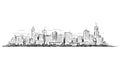 Vector Artistic Drawing Sketch of Generic City High Rise Cityscape Landscape with Skyscraper Buildings