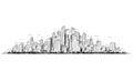 Vector Artistic Drawing Sketch of Generic City High Rise Cityscape Landscape with Skyscraper Buildings