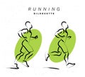 Vector artistic hand drawn sketch of running human silhouette Royalty Free Stock Photo