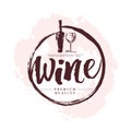 Vector artistic hand drawn wine logo