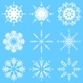 Vector artistic icy abstract crystal snow flakes