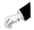 Vector Artistic Illustration or Drawing of Hand Holding Something Thin Between Pinch Fingers