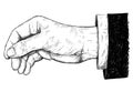 Vector Artistic Illustration or Drawing of Hand Holding Something Thin Between Pinch Fingers